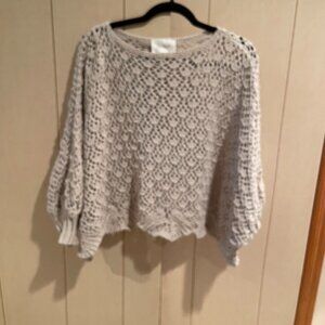 JESSICA SIMPSON CROCHETED BEIGE/OATMEAL SWEATER